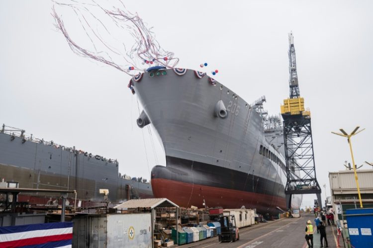 The USNS Harvey Milk leaves the General Dynamics NASSCO shipyard in San Diego, California, on November 6, 2021. ©AFP