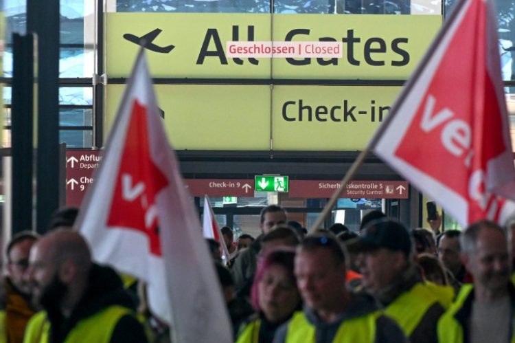 The German airport workers strike affected 3,400 flights, impacting around 500,000 passengers. ©AFP